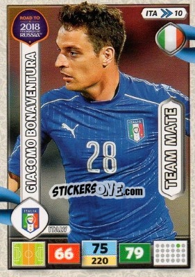 Cromo Giacomo Bonaventura - Road to 2018 FIFA World Cup Russia. Adrenalyn XL n. ITA10 - Panini
