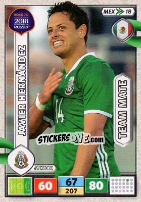 Sticker Javier Hernández - Road to 2018 FIFA World Cup Russia. Adrenalyn XL n. MEX18 - Panini