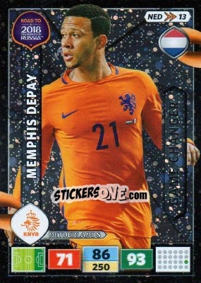 Sticker Memphis Depay - Road to 2018 FIFA World Cup Russia. Adrenalyn XL n. NED13 - Panini
