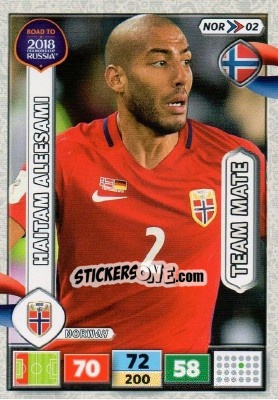 Sticker Haitam Aleesami - Road to 2018 FIFA World Cup Russia. Adrenalyn XL n. NOR02 - Panini