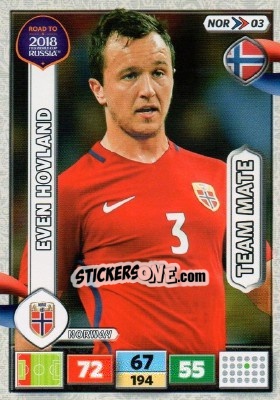 Sticker Even Hovland - Road to 2018 FIFA World Cup Russia. Adrenalyn XL - Panini