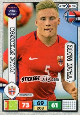 Sticker Jonas Svensson - Road to 2018 FIFA World Cup Russia. Adrenalyn XL n. NOR04 - Panini