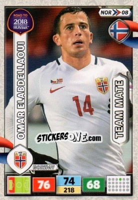 Sticker Omar Elabdellaoui - Road to 2018 FIFA World Cup Russia. Adrenalyn XL n. NOR08 - Panini