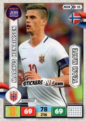 Cromo Markus Henriksen - Road to 2018 FIFA World Cup Russia. Adrenalyn XL n. NOR15 - Panini