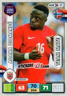 Sticker Adama Diomandé - Road to 2018 FIFA World Cup Russia. Adrenalyn XL n. NOR17 - Panini