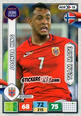 Sticker Joshua King - Road to 2018 FIFA World Cup Russia. Adrenalyn XL n. NOR18 - Panini