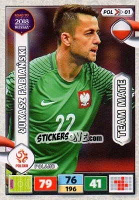 Sticker Lukasz Fabiański - Road to 2018 FIFA World Cup Russia. Adrenalyn XL n. POL01 - Panini