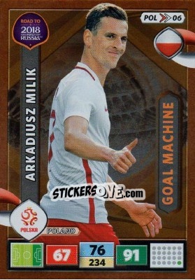 Sticker Arkadiusz Milik - Road to 2018 FIFA World Cup Russia. Adrenalyn XL n. POL06 - Panini