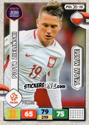 Sticker Piotr Zieliński - Road to 2018 FIFA World Cup Russia. Adrenalyn XL n. POL10 - Panini