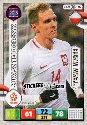 Sticker Lukasz Teodorczyk - Road to 2018 FIFA World Cup Russia. Adrenalyn XL n. POL16 - Panini