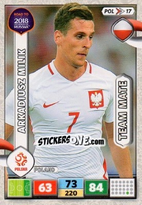 Sticker Arkadiusz Milik - Road to 2018 FIFA World Cup Russia. Adrenalyn XL n. POL17 - Panini