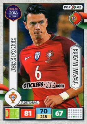 Sticker José Fonte - Road to 2018 FIFA World Cup Russia. Adrenalyn XL n. POR02 - Panini
