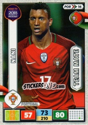 Sticker Nani - Road to 2018 FIFA World Cup Russia. Adrenalyn XL n. POR16 - Panini