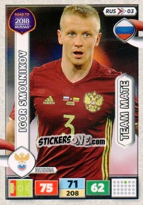 Sticker Igor Smolnikov - Road to 2018 FIFA World Cup Russia. Adrenalyn XL n. RUS03 - Panini