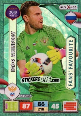 Sticker Igor Akinfeev - Road to 2018 FIFA World Cup Russia. Adrenalyn XL n. RUS06 - Panini
