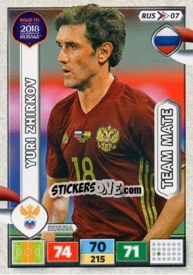 Sticker Yuri Zhirkov - Road to 2018 FIFA World Cup Russia. Adrenalyn XL n. RUS07 - Panini