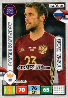 Sticker Dmitri Kombarov - Road to 2018 FIFA World Cup Russia. Adrenalyn XL n. RUS10 - Panini