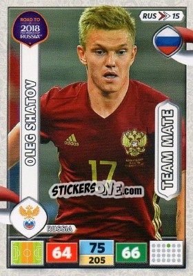 Sticker Oleg Shatov - Road to 2018 FIFA World Cup Russia. Adrenalyn XL n. RUS15 - Panini