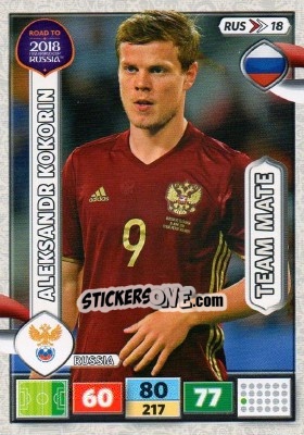 Sticker Aleksandr Kokorin - Road to 2018 FIFA World Cup Russia. Adrenalyn XL n. RUS18 - Panini