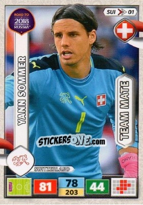 Sticker Yann Sommer - Road to 2018 FIFA World Cup Russia. Adrenalyn XL - Panini