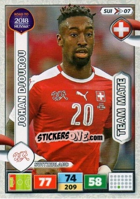 Sticker Johan Djourou - Road to 2018 FIFA World Cup Russia. Adrenalyn XL n. SUI07 - Panini