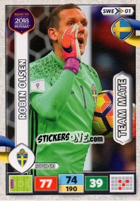Sticker Robin Olsen - Road to 2018 FIFA World Cup Russia. Adrenalyn XL n. SWE01 - Panini