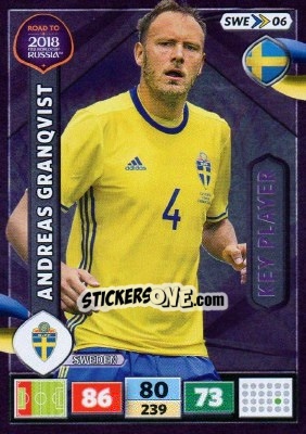 Sticker Andreas Granqvist - Road to 2018 FIFA World Cup Russia. Adrenalyn XL n. SWE06 - Panini