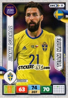 Sticker Jimmy Durmaz - Road to 2018 FIFA World Cup Russia. Adrenalyn XL n. SWE11 - Panini