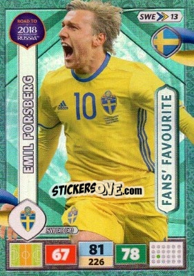 Sticker Emil Forsberg - Road to 2018 FIFA World Cup Russia. Adrenalyn XL n. SWE13 - Panini