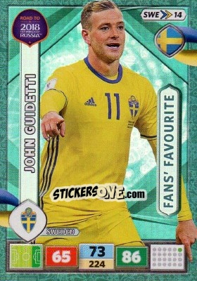 Sticker John Guidetti - Road to 2018 FIFA World Cup Russia. Adrenalyn XL n. SWE14 - Panini
