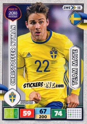 Cromo Christoffer Nyman - Road to 2018 FIFA World Cup Russia. Adrenalyn XL n. SWE15 - Panini