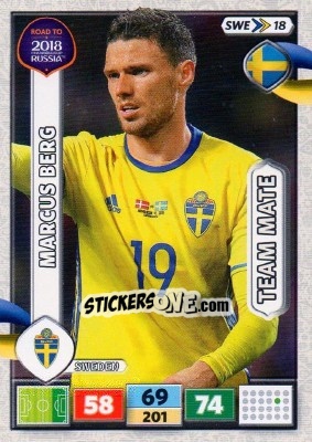 Sticker Marcus Berg - Road to 2018 FIFA World Cup Russia. Adrenalyn XL n. SWE18 - Panini