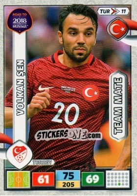 Sticker Volkan Sen - Road to 2018 FIFA World Cup Russia. Adrenalyn XL n. TUR11 - Panini