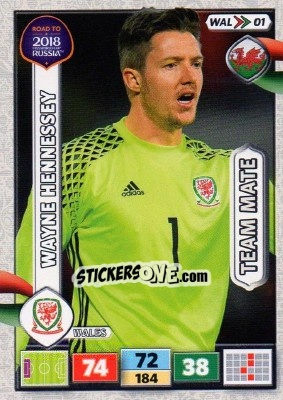 Sticker Wayne Hennessey - Road to 2018 FIFA World Cup Russia. Adrenalyn XL n. WAL01 - Panini