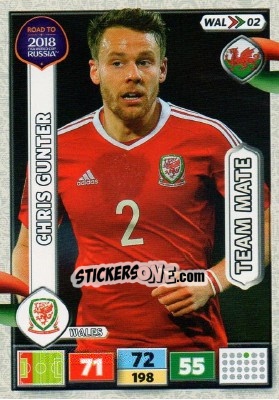 Sticker Chris Gunter - Road to 2018 FIFA World Cup Russia. Adrenalyn XL n. WAL02 - Panini