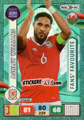 Sticker Ashley Williams - Road to 2018 FIFA World Cup Russia. Adrenalyn XL n. WAL06 - Panini