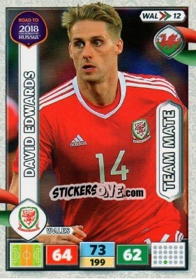 Sticker David Edwards - Road to 2018 FIFA World Cup Russia. Adrenalyn XL n. WAL12 - Panini