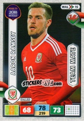 Sticker Aaron Ramsey - Road to 2018 FIFA World Cup Russia. Adrenalyn XL n. WAL15 - Panini