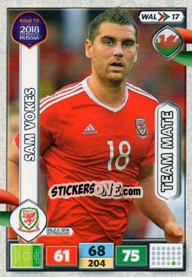 Sticker Sam Vokes - Road to 2018 FIFA World Cup Russia. Adrenalyn XL n. WAL17 - Panini