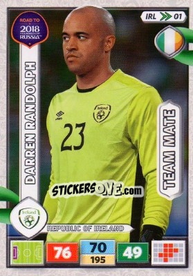 Sticker Darren Randolph - Road to 2018 FIFA World Cup Russia. Adrenalyn XL n. IRL01 - Panini