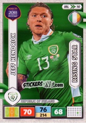 Sticker Jeff Hendrick - Road to 2018 FIFA World Cup Russia. Adrenalyn XL n. IRL10 - Panini