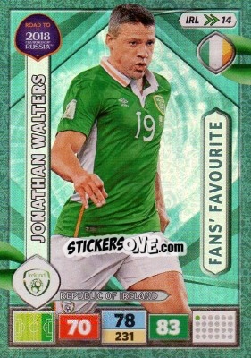 Sticker Jon Walters - Road to 2018 FIFA World Cup Russia. Adrenalyn XL n. IRL14 - Panini
