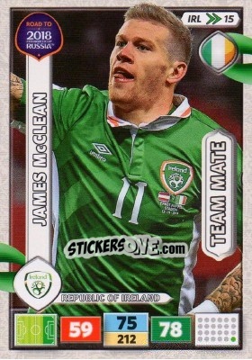 Sticker James McClean - Road to 2018 FIFA World Cup Russia. Adrenalyn XL n. IRL15 - Panini