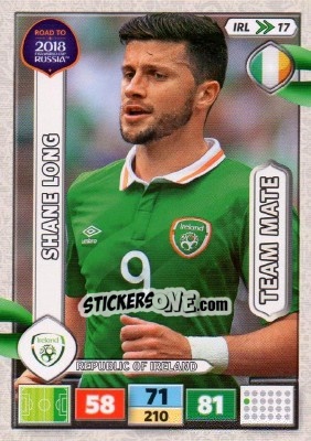 Sticker Shane Long - Road to 2018 FIFA World Cup Russia. Adrenalyn XL n. IRL17 - Panini