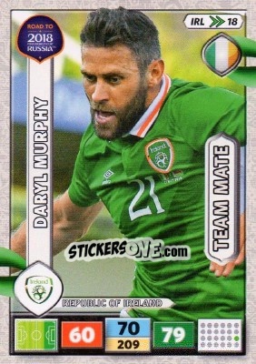 Sticker Daryl Murphy - Road to 2018 FIFA World Cup Russia. Adrenalyn XL n. IRL18 - Panini