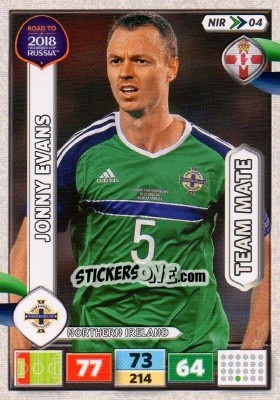 Sticker Jonny Evans - Road to 2018 FIFA World Cup Russia. Adrenalyn XL n. NIR04 - Panini