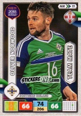 Sticker Oliver Norwood - Road to 2018 FIFA World Cup Russia. Adrenalyn XL - Panini