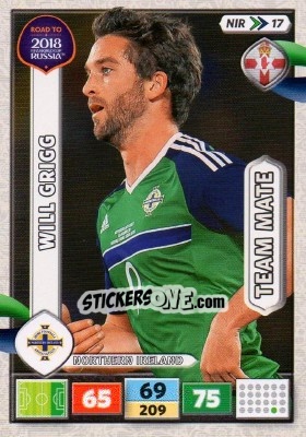Sticker Will Grigg - Road to 2018 FIFA World Cup Russia. Adrenalyn XL n. NIR17 - Panini