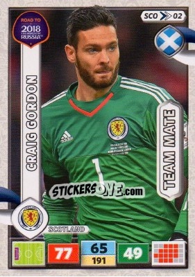 Sticker Craig Gordon - Road to 2018 FIFA World Cup Russia. Adrenalyn XL n. SCO02 - Panini