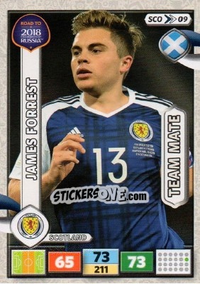 Sticker James Forrest - Road to 2018 FIFA World Cup Russia. Adrenalyn XL n. SCO09 - Panini